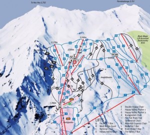 The Amphitheatre is located between the West Ridge Quad and Waterfall T-Bar at Whakapapa. (image: RAL Ltd.)