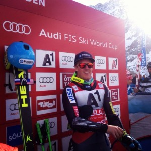 Ted Ligety, of Park City, Utah, relaxes following another World Cup GS victory on Sunday in Soelden, Austria. (photo: FIS)