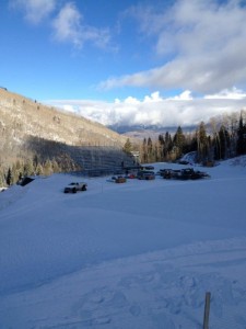 Construction of the Red Tail Finish Stadium continues on Wednesday at Beaver Creek ski resort in Colorado. (photo: VVF)