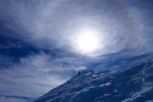 Magnus Kastengren nears the summit of New Zealand's Mt. Aspiring last month (photo: Andreas Fransson)