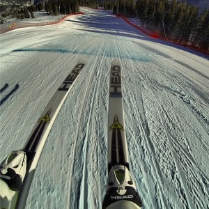 A photo from Lindsey Vonn's helmet cam during downhill training at Copper Mountain, Colo., on Monday. (photo: Lindsey Vonn)