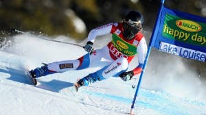 Switzerland's Lara Gut skis to her fourth World Cup win this season in Lake Louise on Sunday in super G. (photo: FIS/Agence Zoom)