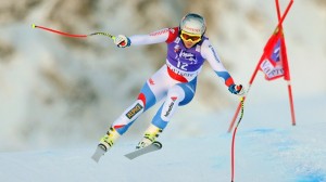 Swiss skier Marianne Kaufmann-Abderhalden, 27, skis to her first World Cup victory on Saturday in Val d'Isere, France. (photo: FIS/Agence Zoom)