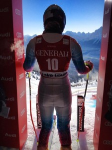 U.S. ski racer Lindsey Vonn in the starting gate in Lake Louise on Wednesday. (photo: Facebook)