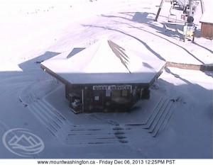 It was supposed to be a busy opening day, but the ticket windows are quiet today at Mt. Washington. (photo: Mt. Washington Alpine Resort)