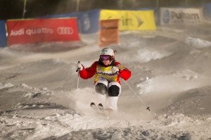 Hannah Kearney, of Norwich, Vt., competes in the Visa Freestyle International World Cup moguls competition held at Deer Valley Resort in Park City, Utah, earlier this month. (photo: Steven Kornreich)