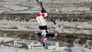 Cedric Rochon, of Saint Sauveur, Quebec, soars over Canada Olympic Park in Calgary. (file photo: Mike Ridewood/CFSA)