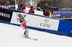 Austria's Nicole Hosp celebrates her first World Cup win since 2008 in Aspen, Colo. on Sunday. (photo: Jeremy Swanson)