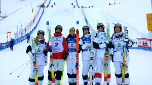 Men's and women's podium finishers on Saturday in Calgary (photo: FIS)