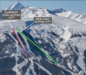 The new alignment of Snowmass' High Alpine lift. (image: ASC)