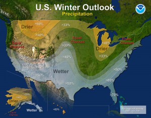 Precipitation - U.S. Winter Outlook: 2015-2016 (image: NOAA)