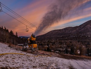 Snow guns were blazing on Aspen Mountain on Wednesday morning. (photo: Aspen Skiing Co.)