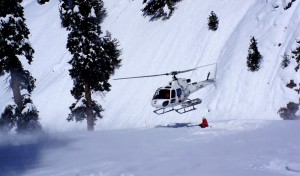 The heli appraoches the LZ at the bottom of Hell Bent Woods. (photo: FTO/Matt Clark)