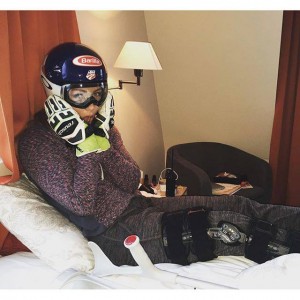 U.S. ski racer Mikaela Shiffrin awaits an MRI on her left knee on Saturday in Åre, Sweden. (photo: Facebook)