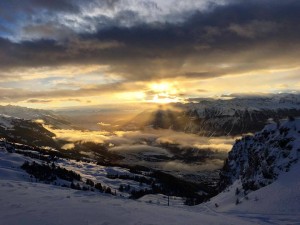 More than a foot and a half of new snow drapes Crans-Montana, Switzerland on Sunday, canceling a World Cup women's downhill scheduled at the Swiss resort. (photo: Lindsey Vonn/Instagram)