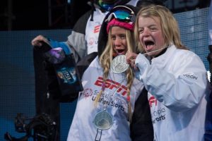 Hannah Teter and Diana Shilts celebrate together at the Special Olympics four years ago in South Korea. (photo: GoFundMe.com)