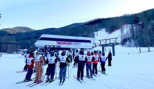 Wildcat skiers line up on Monday to raise money for Make-A-Wish New Hampshire. (photo: Wildcat Mountain)