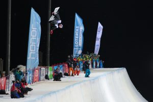 Australian snowboarder Scotty James competes in the halfpipe finals on Saturday night at the 2017 FIS Snowboard World Championships in Sierra Nevada, Spain. (photo: FIS/Oliver Kraus)