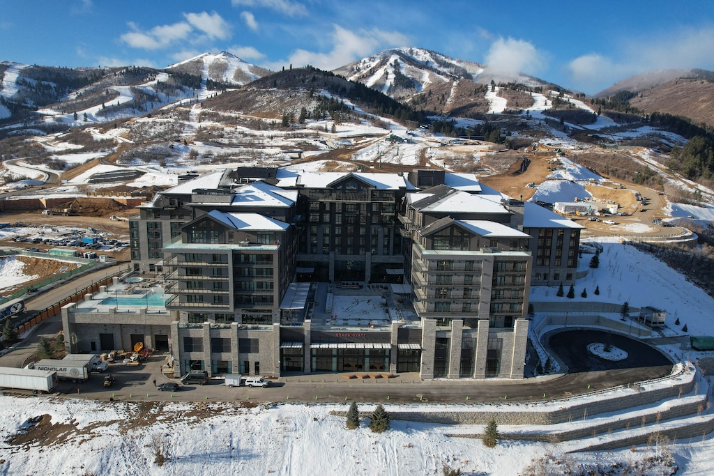 (Francisco Kjolseth  | The Salt Lake Tribune)  The Grand Hyatt Deer Valley, the first hotel of seven to be built in the Deer Valley East Village expansion, is pictured on Tuesday, Dec. 10, 2024. A stay at the hotel ranges from $750 to $2,750 per night during peak season. Cost of lodging was a contributing factor in the resort's ranking as one of the most expensive ski trips in the United States.