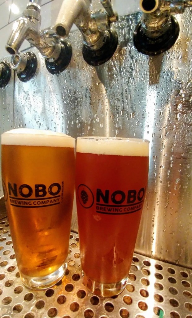 A pair of pints at NOBO Brewing Co. in Boynton Beach. (NOBO Brewing Co./Courtesy)