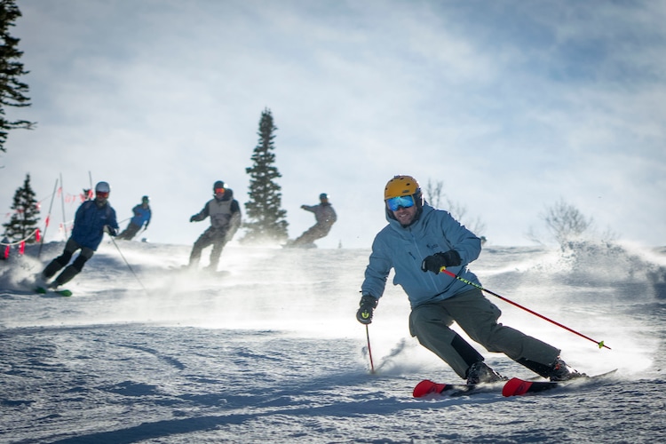 (Rick Egan | The Salt Lake Tribune)  Skiers on the Kokopelli run on opening day at Park City Mountain Resort, on Friday, Nov 22, 2024.