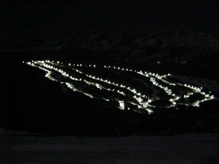 Keystone's night skiing, seen from atop the Continental Divide