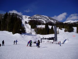 The Silverlode chair ascends the lower slopes of Granite Mountain.