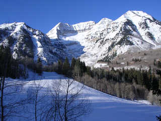 Mt. Timpanogos towers above gentle ski terrain serviced by Sundance Resort's Ray's Lift. (photo: FTO/Marc Guido)