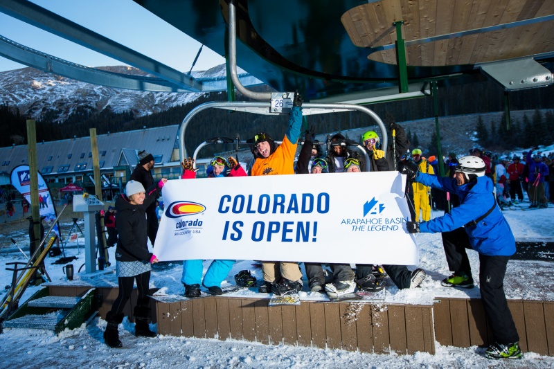 First chair of Colorado's 2013-14 ski and snowboard season this morning at A-Basin. (photo: Dave Camara)