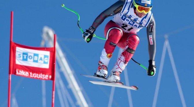 Canada's Manuel Osborne-Paradis returned to the World Cup podium for the first time in four years at Saturday's downhill in Lake Louise. (photo: Malcolm Carmichael)