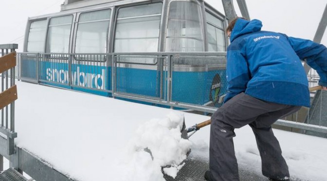 Summer tram operators at Utah's Snowbird Ski & Summer Resort were digging out on Wednesday. (photo: Matt Crawley)