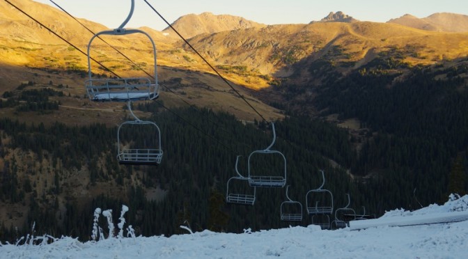 Colorado's Loveland Ski Area made snow at the top of its Lift 1 on Friday morning. (photo: Dustin Schaefer)