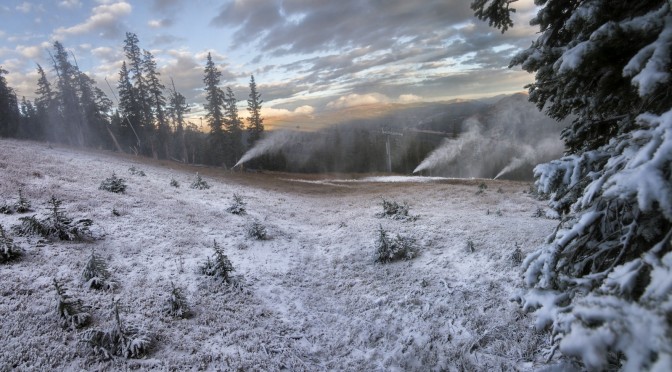 Copper Mountain's snowmakers have been making progress, but not enough to open for the season on Nov. 6 as originally scheduled. (photo: Tripp Fay/Copper Mountain Resort)