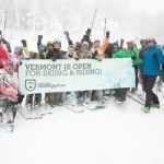 Happy skiers and riders pose on Day 1. (photo: Killington Resort)