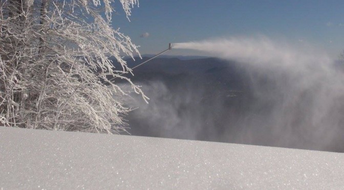 With a last blast of snowmaking yesterday, Okemo is ready to open. (photo: Okemo Mountain Resort)