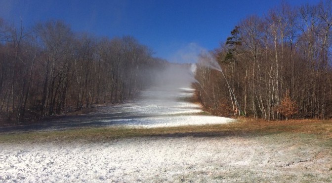 Snowmakers were hard at work at Okemo this morning, but they've still got a ways to go. (photo: Okemo Mountain Resort)