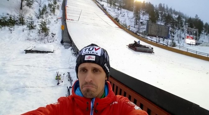 Austrian Nordic Combined skier Lukas Klapfer expresses his disappointment in Ruka on Sunday. (photo: Facebook)