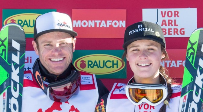 Canada's Christopher Del Bosco and Marielle Thompson are all smiles in Montafon, Austria on Saturday. (photo: Alpine Canada)