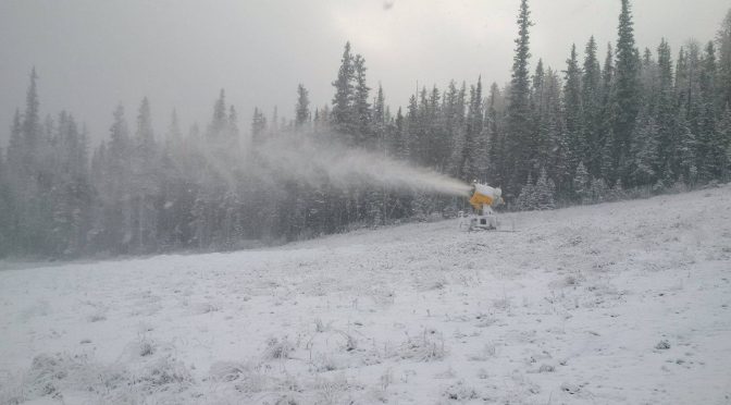 Alberta's Nakiska ski area started making snow on Thursday, the first ski area to do so in Canada this season. (photo: Nakiska Ski Area)