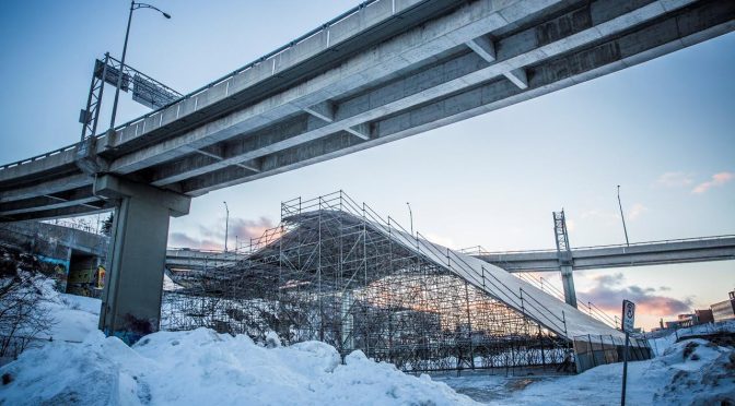 It will take 50 workers 10 weeks to build the World Cup Big Air ramp in Quebec City, Canada. (photo: Gestev)