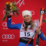 Italy’s Manuela Moelgg came in third place in the women’s Audi FIS Ski World Cup giant slalom race at Killington in Vermont on Saturday, November 25, 2017. (FTO photo: Martin Griff)